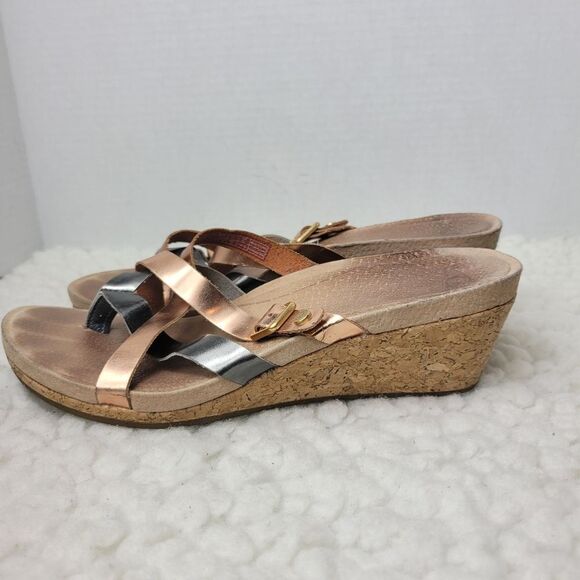 UGG Australia Adalie Women's Wedge Sandals Size 8 Rose/Pewter Leather 1007232 - Picture 3 of 10